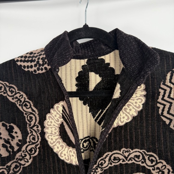 Vintage Womens Abstract Mixed Media Fine European Reversible Tapestry Jacket Med - Picture 10 of 11